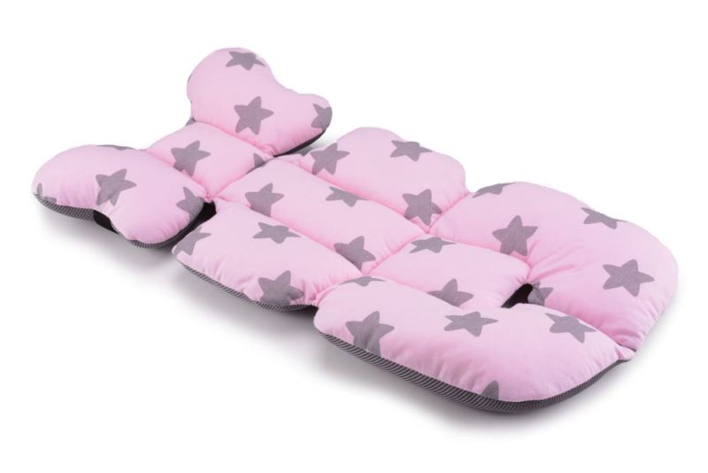 Матрас в коляску и автокресло Cottonmoose Air 828/27/99 pink star cotton jersey siatka szara (розовый