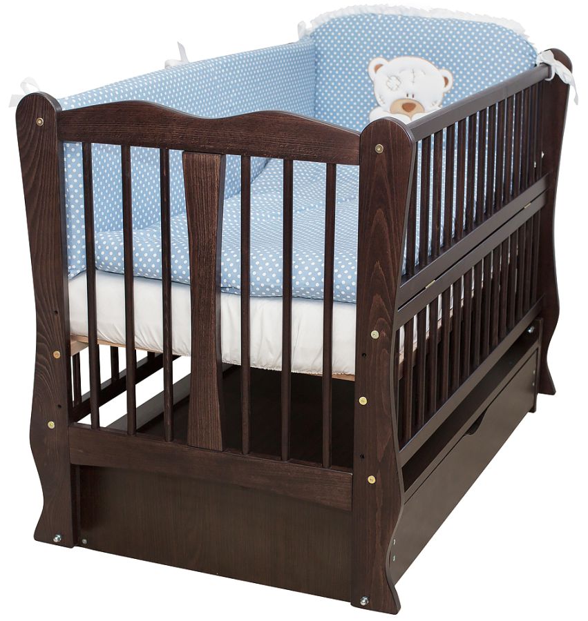 Кровать Babyroom Волна маятник, ящик, откидной бок DHMYO-11  бук венге