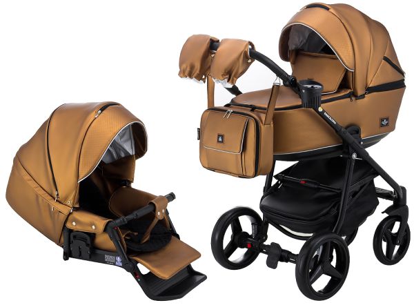 Коляска 2 в 1 Adamex Barcelona шкіра 100% Y230 бронза (перламутр)