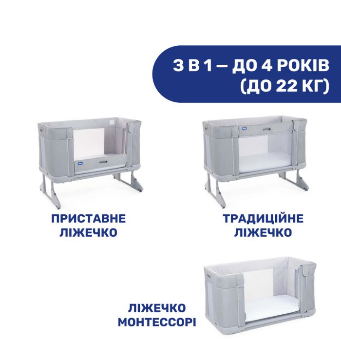 Приставная кроватка Chicco Next2Me Forever Cool Grey