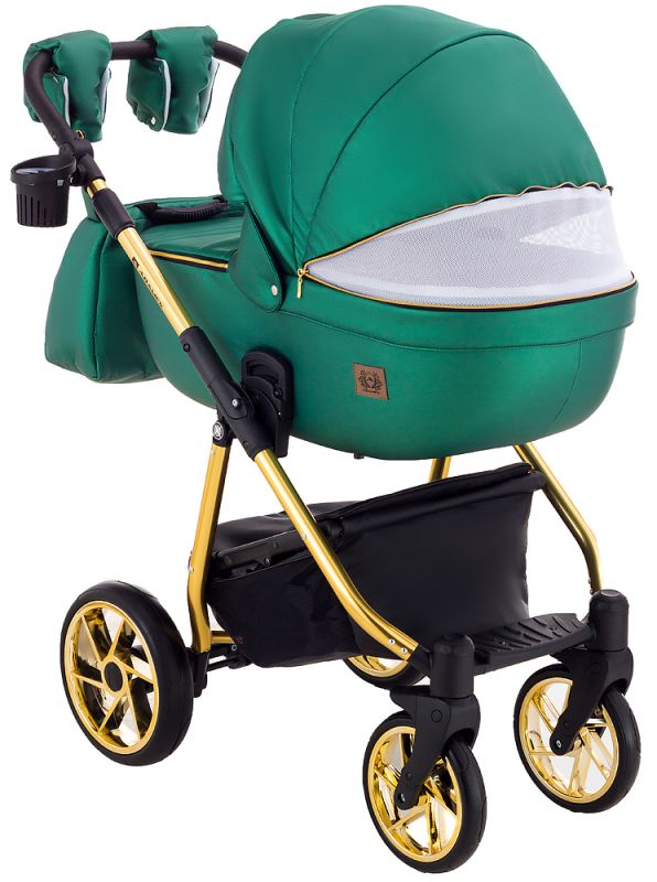 Коляска 2 в 1 Adamex Hybryd Plus Polar (Gold) Шкіра 100% Y216А зелений перламутр