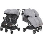 Коляска прогулочная для двойни CARRELLO Presto Duo CRL-5506 Pitch Grey +дождевик