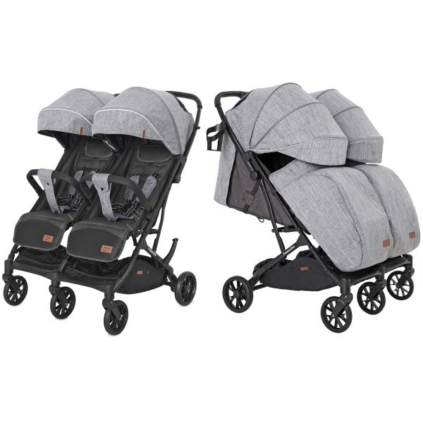 Коляска прогулянкова для двійні CARRELLO Presto Duo CRL-5506 Pitch Grey + дощовик Коляска прогулянкова для двійні CARRELLO Presto Duo CRL-5506 Pitch Grey + дощовик