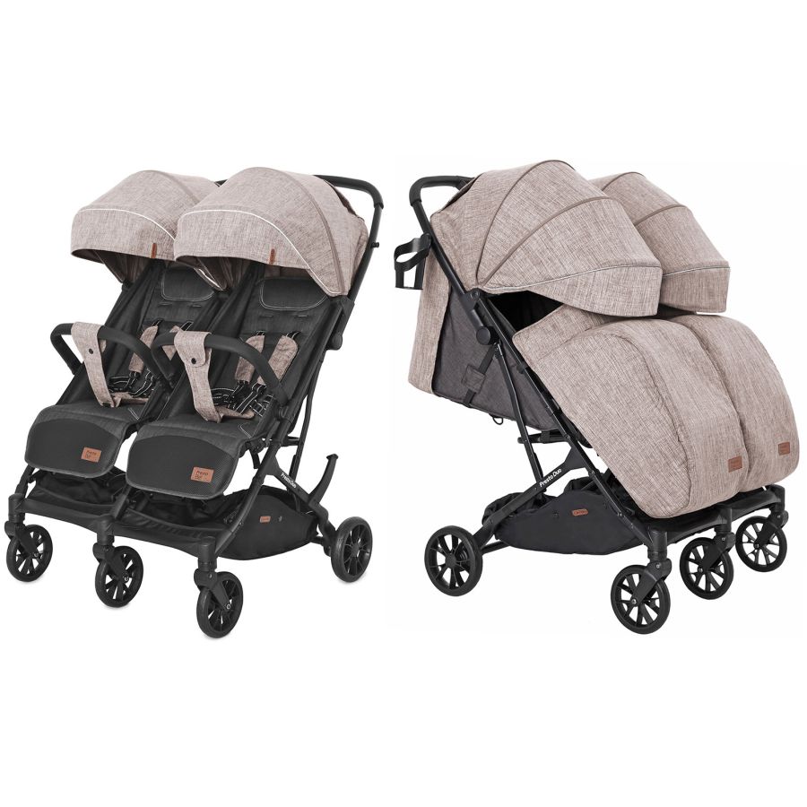 Коляска прогулянкова для двійнят CARRELLO Presto Duo CRL-5506 Steam Beige + дощовик