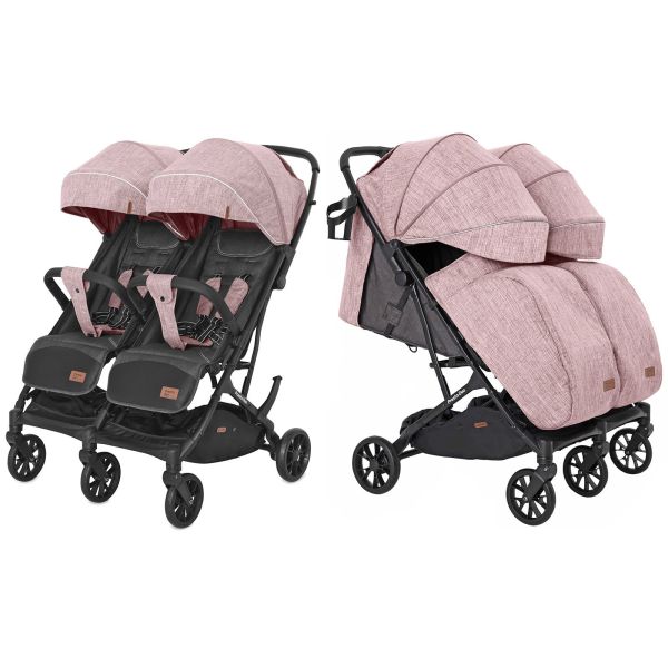 Коляска прогулянкова для двійні CARRELLO Presto Duo CRL-5506 Cherry Pink + дощовик Коляска прогулянкова для двійні CARRELLO Presto Duo CRL-5506 Cherry Pink + дощовик