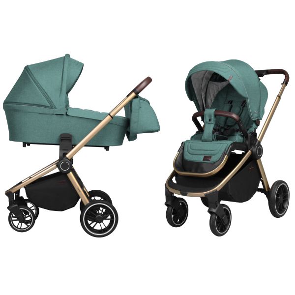 Коляска 2 в 1 CARRELLO Epica CRL-8510 Tea Green + дощовик золота (бронзова) рама