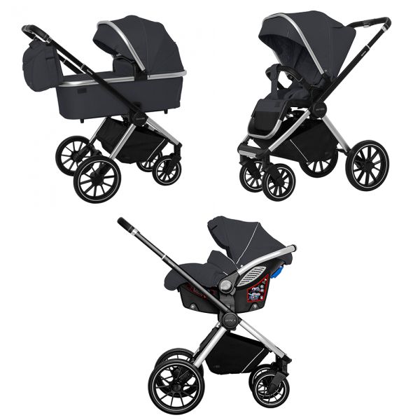 Коляска універсальна 3 в 1 CARRELLO Optima CRL-6504 Mirror Grey у льоні /1/