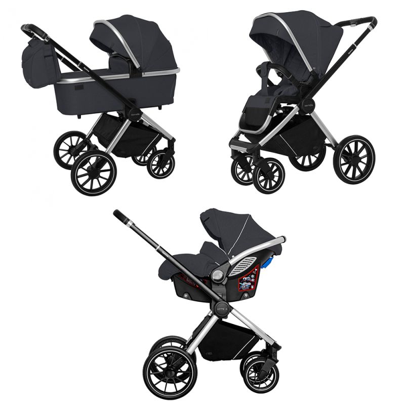 Коляска універсальна 3 в 1 CARRELLO Optima CRL-6504 Mirror Grey у льоні /1/