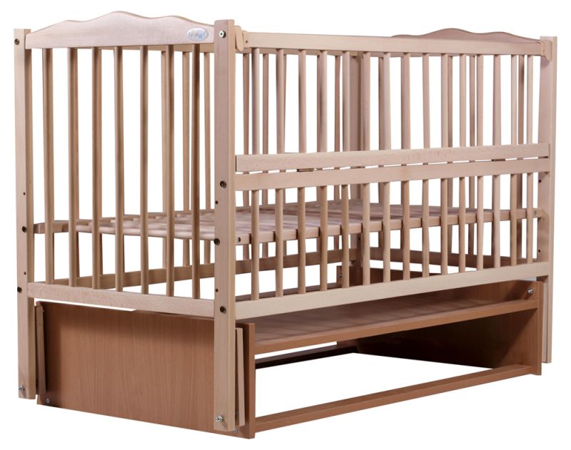 Кровать Babyroom Радуга маятник, откидной бок DVMO-2  бук светлый (натуральный)