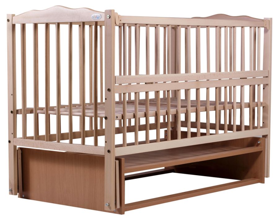 Кровать Babyroom Радуга маятник, откидной бок DVMO-2  бук светлый (натуральный)