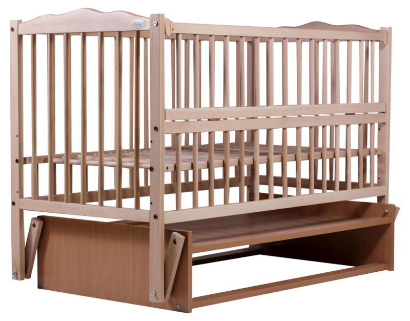 Кровать Babyroom Радуга маятник, откидной бок DVMO-2  бук светлый (натуральный)