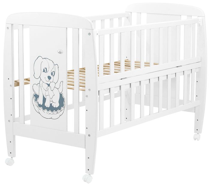 Кровать Babyroom Собачка откидной бок, колеса DSO-01  бук белый