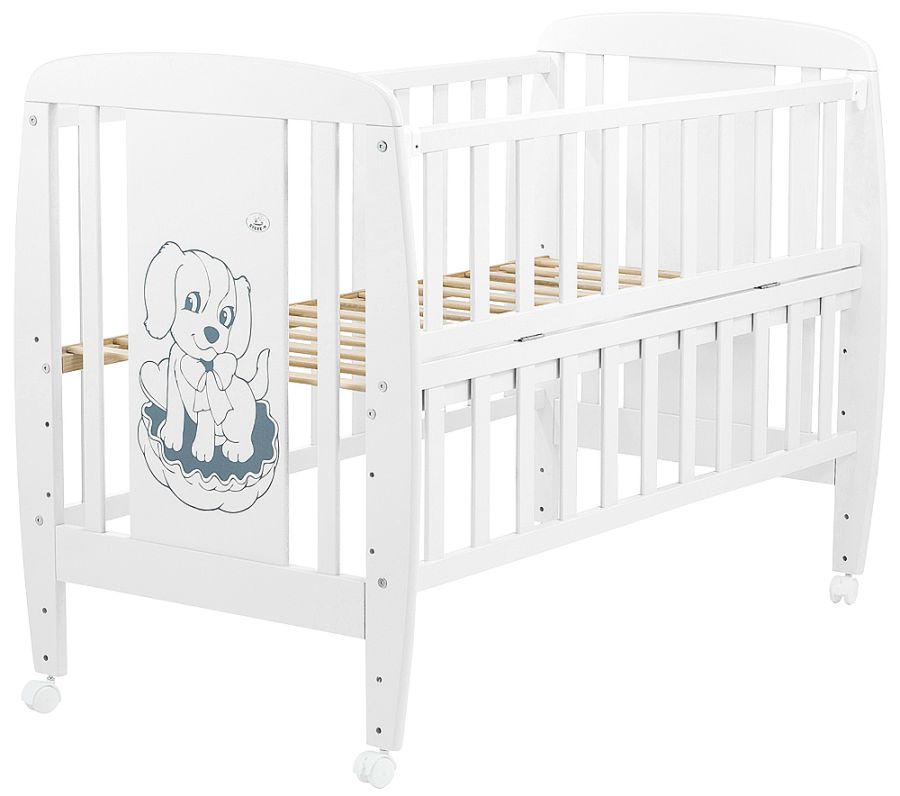 Ліжко Babyroom Собачка відкидний бік, колеса DSO-01 бук білий