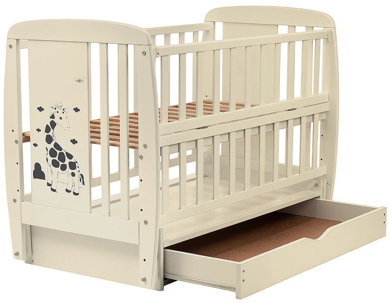 Ліжко Babyroom Жирафік маятник, ящик, відкидний бік DJMYO-3 бук слонова кістка