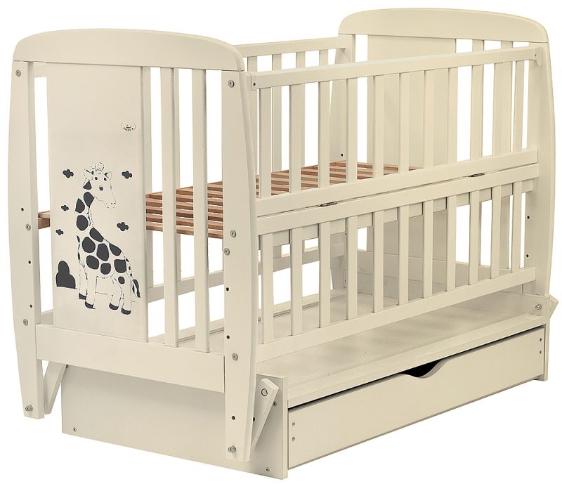 Ліжко Babyroom Жирафік маятник, ящик, відкидний бік DJMYO-3 бук слонова кістка