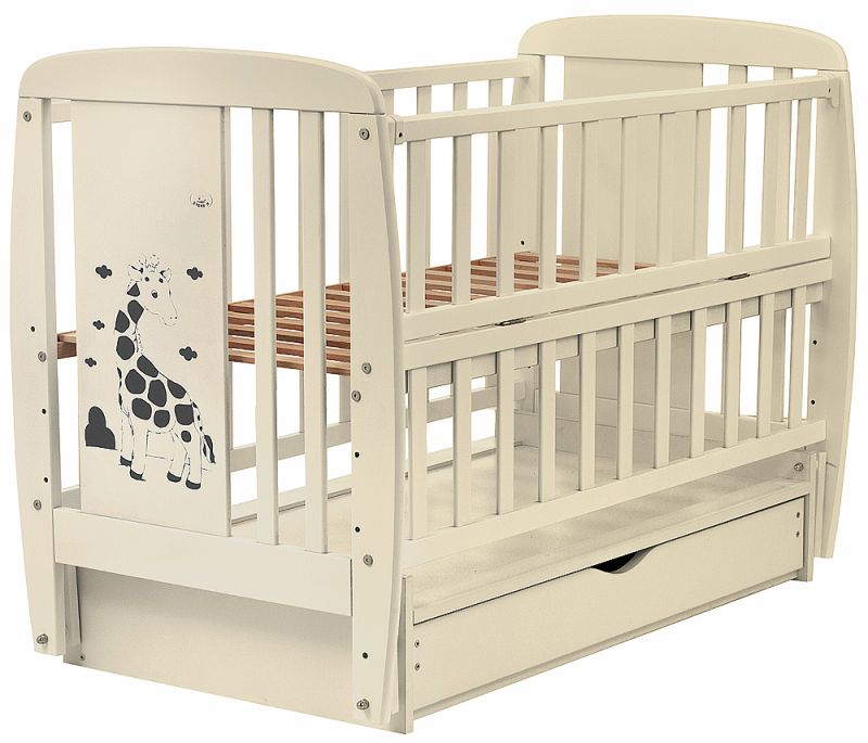 Ліжко Babyroom Жирафік маятник, ящик, відкидний бік DJMYO-3 бук слонова кістка