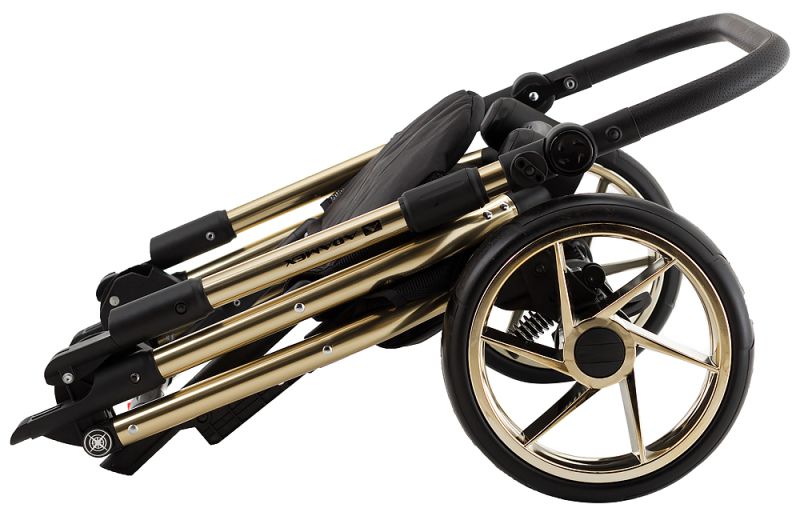 Коляска 2 в 1 Adamex Hybryd Plus Polar (Gold) BR619 черный (золотой люрекс) - золотая кожа