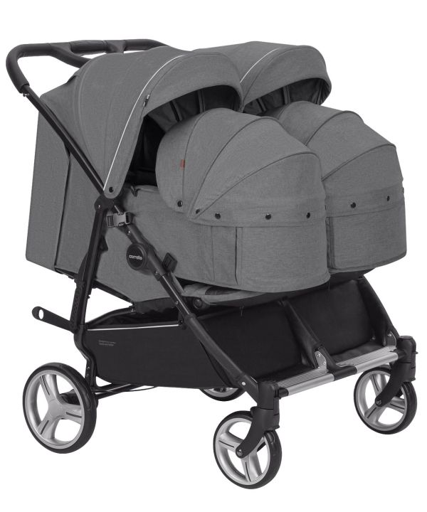 Коляска 2 в 1 для двійні CARRELLO Connect CRL-5502/1 Rock Gray з перенесенням + дощовик