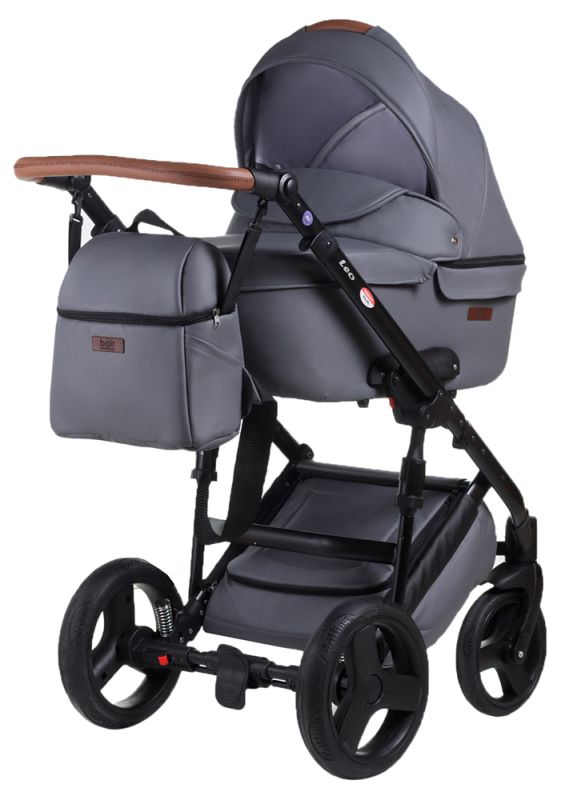 Коляска 2 в 1 Bair Leo шкіра 100% GN-40 графіт