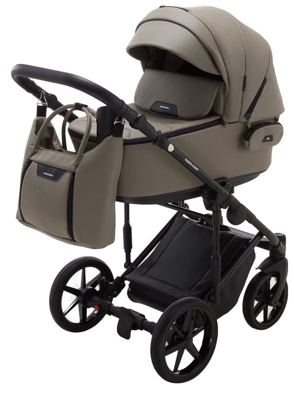 Коляска 2 в 1 Adamex Porto Light ECO кожа 100% SA-9 тёмный капучино