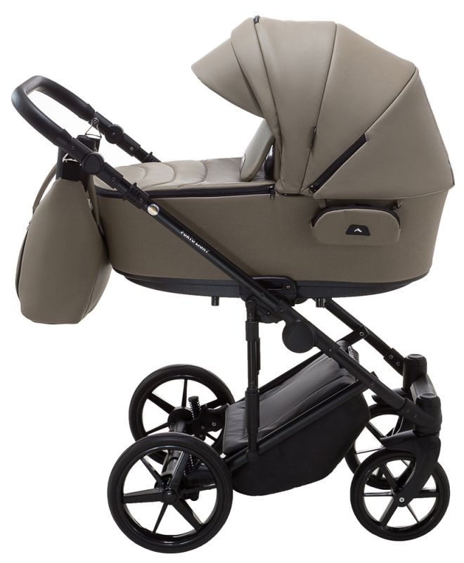 Коляска 2 в 1 Adamex Porto Light ECO кожа 100% SA-9 тёмный капучино