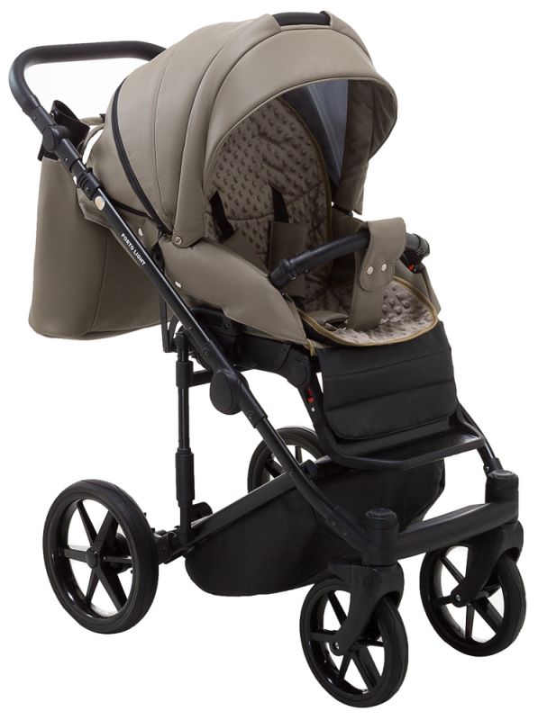 Коляска 2 в 1 Adamex Porto Light ECO кожа 100% SA-9 тёмный капучино