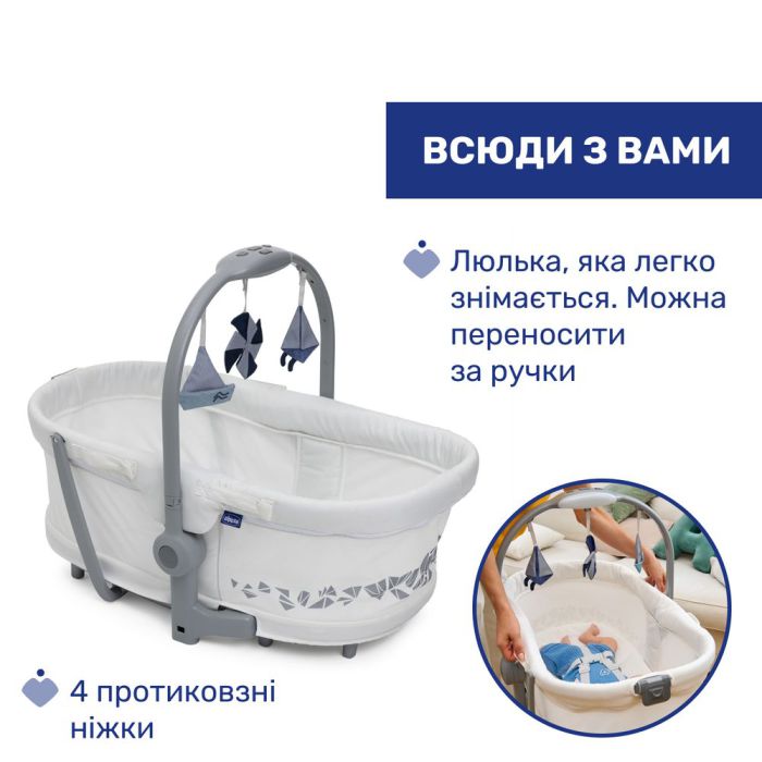 Кроватка-стульчик Chicco Baby Hug Pro 5 в 1 White Cream