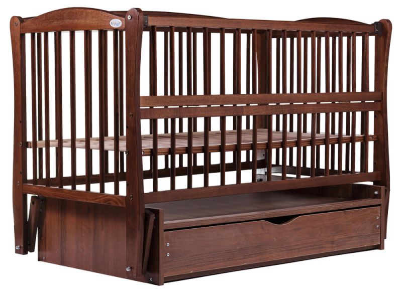 Кровать Babyroom Елит маятник, ящик, откидной бок DEMYO-5  бук орех