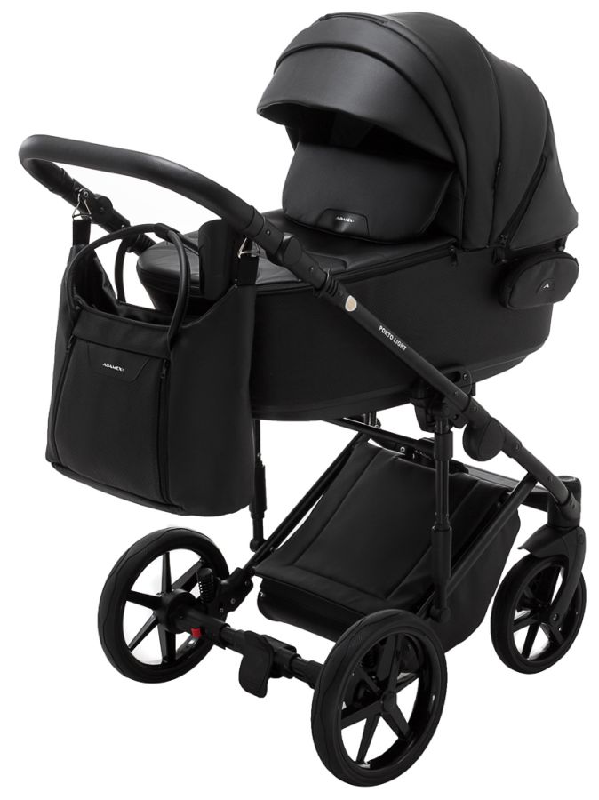 Коляска 2 в 1 Adamex Porto Light ECO кожа 100% SA-2 черный