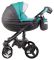 Коляска 2 в 1 Adamex Monte Deluxe Carbon кожа 100% D106 серый-бирюзовый-белый (графит карбон и рама)
