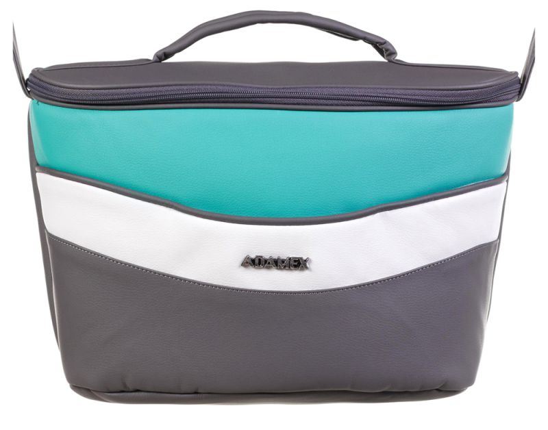 Коляска 2 в 1 Adamex Monte Deluxe Carbon кожа 100% D106 серый-бирюзовый-белый (графит карбон и рама)