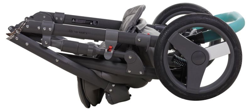 Коляска 2 в 1 Adamex Monte Deluxe Carbon кожа 100% D106 серый-бирюзовый-белый (графит карбон и рама)