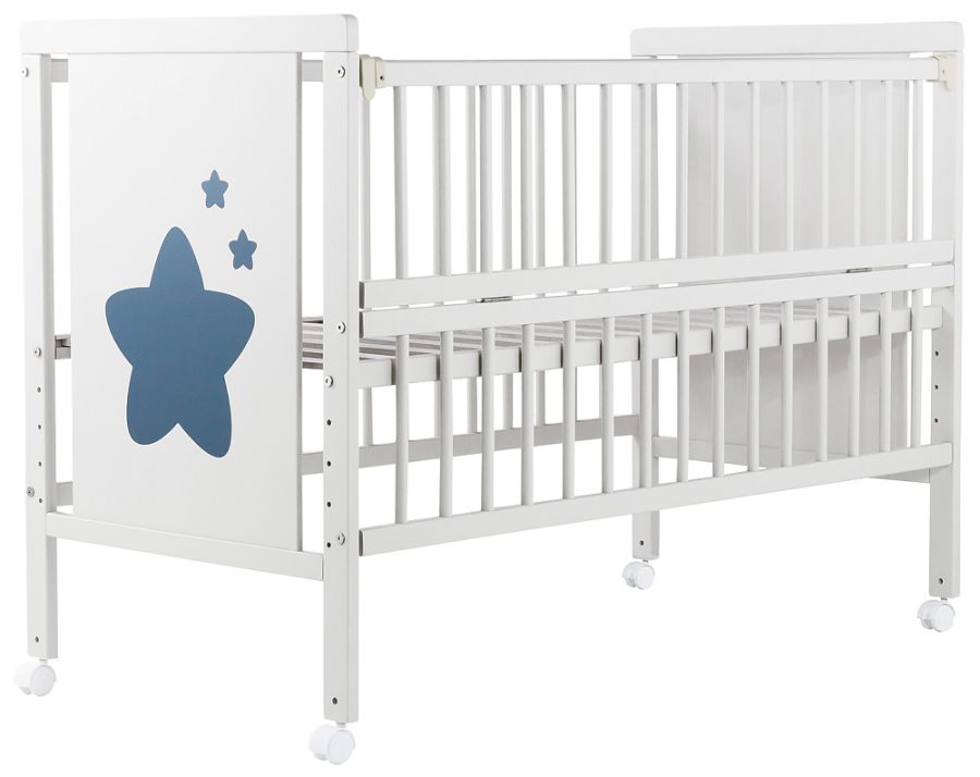Кровать Babyroom Звездочка Z-01 откидной бок, колеса  бук белый
