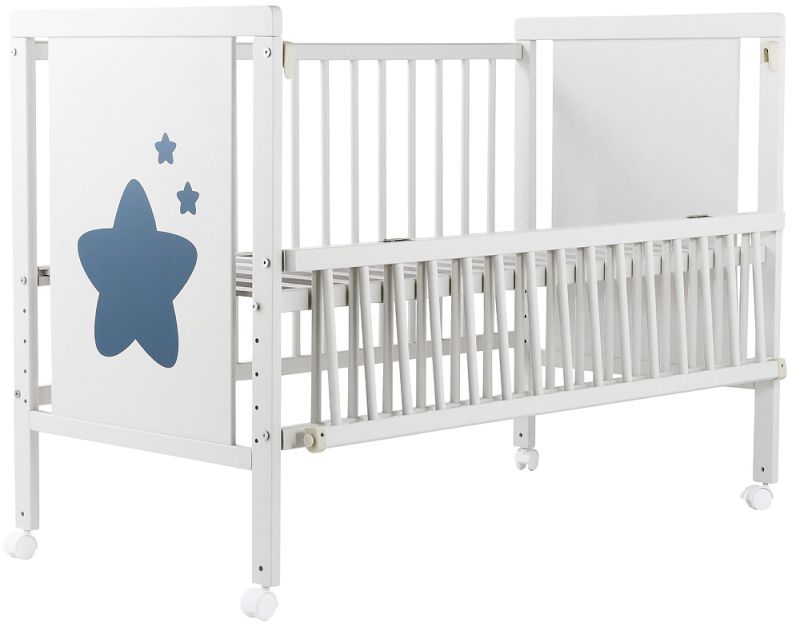 Кровать Babyroom Звездочка Z-01 откидной бок, колеса  бук белый