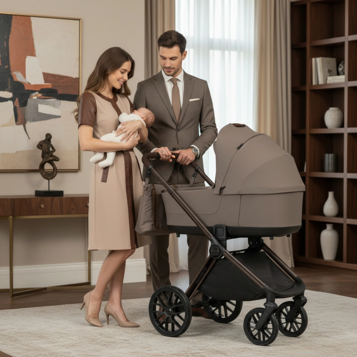 Коляска 2 в 1 Adamex Bianco 11 Chocolate Fango