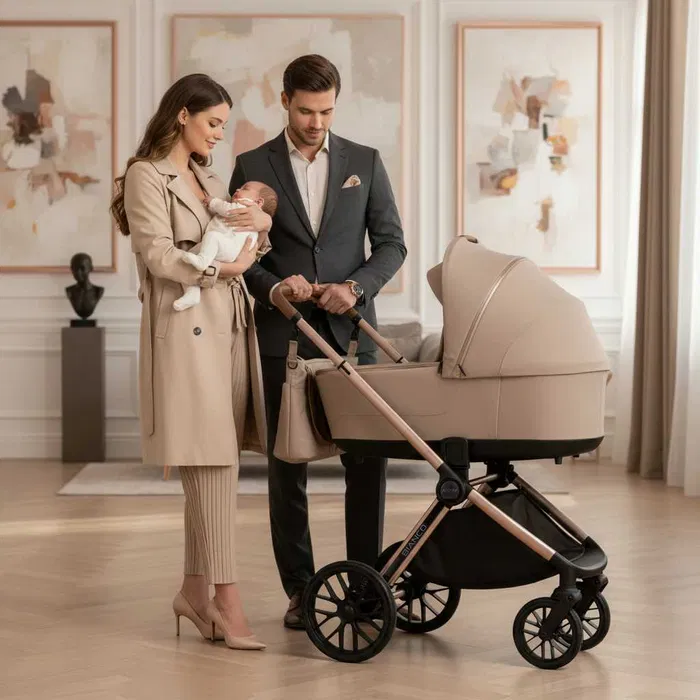 Коляска 2 в 1 Adamex Bianco 2 Champagne Latte