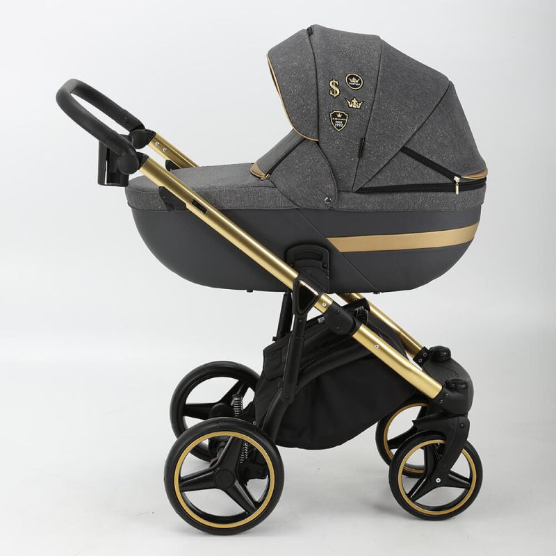 Коляска 2 в 1 Adamex Cortina CT-462 графит+золотая рама