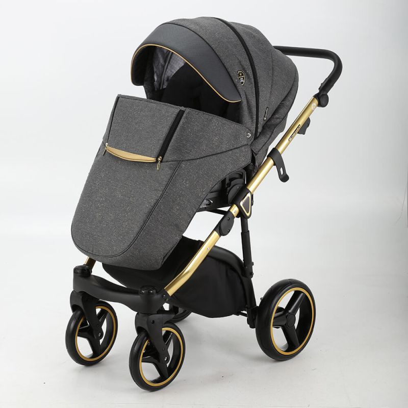 Коляска 2 в 1 Adamex Cortina CT-462 графит+золотая рама