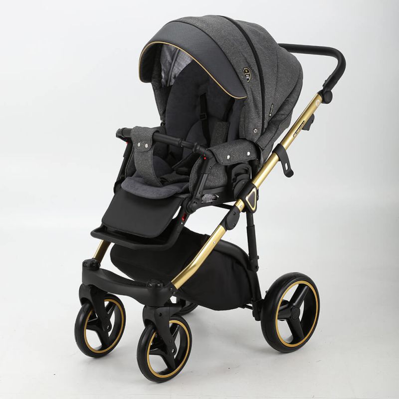 Коляска 2 в 1 Adamex Cortina CT-462 графит+золотая рама