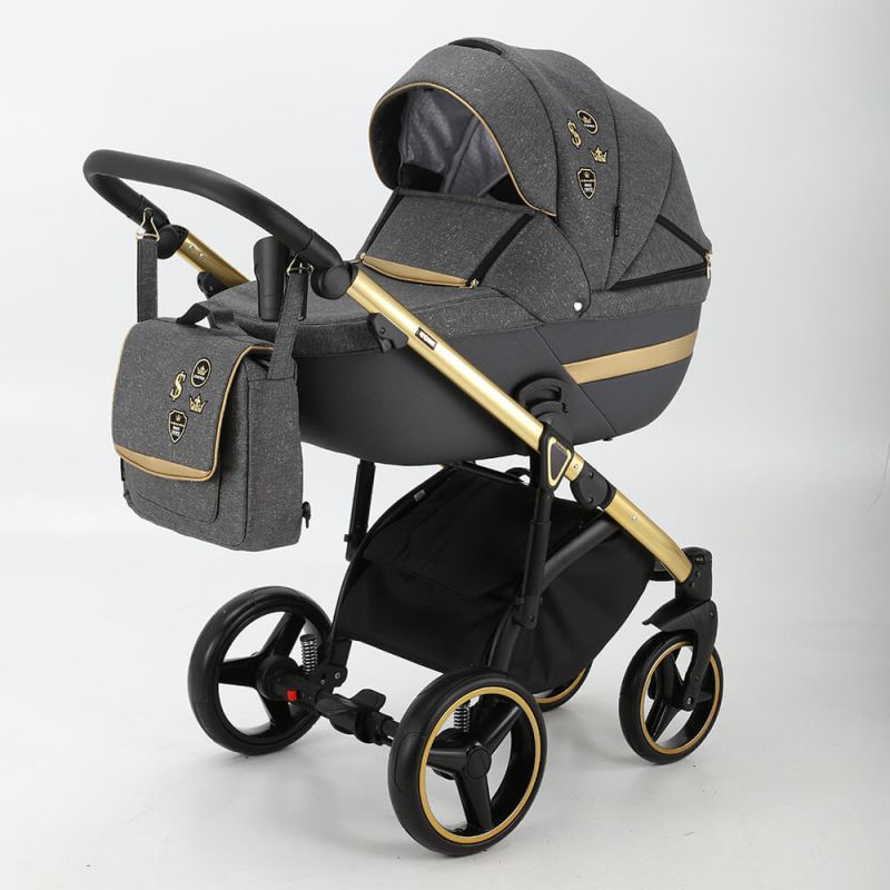 Коляска 2 в 1 Adamex Cortina CT-462 графит+золотая рама