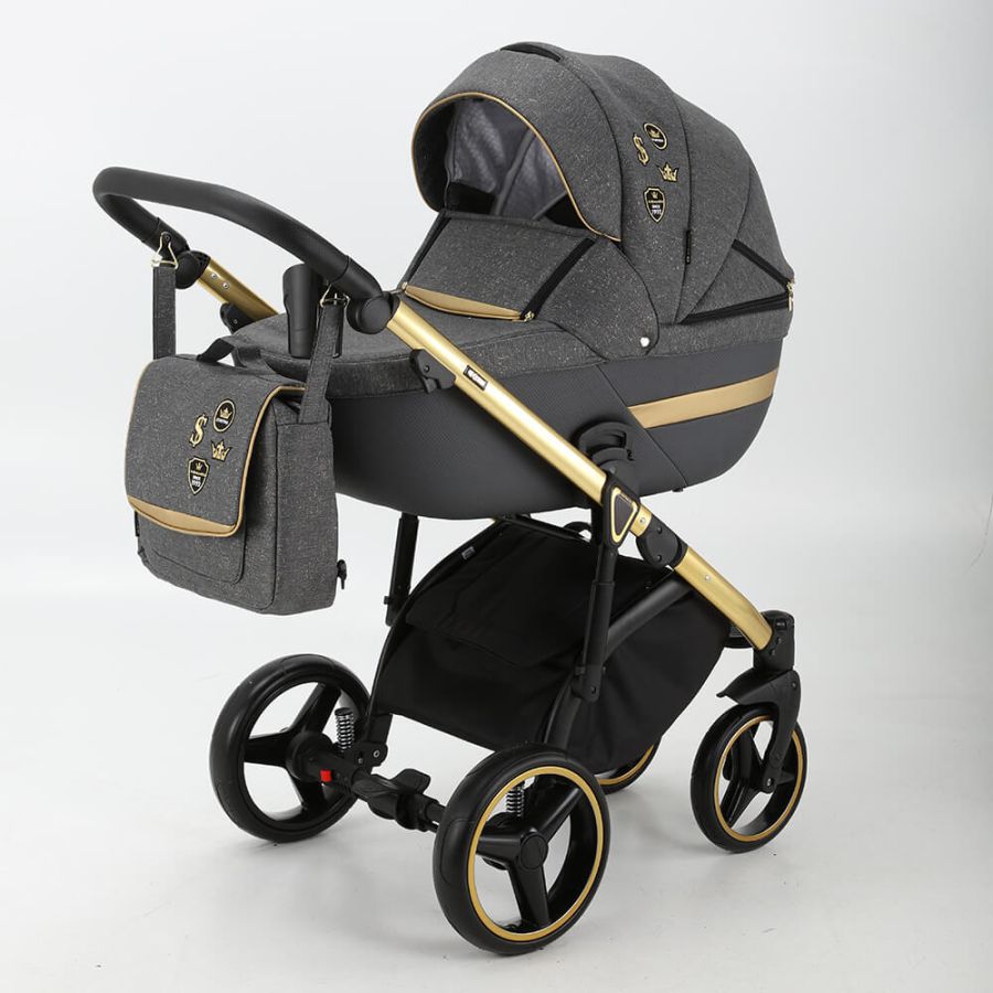 Коляска 2 в 1 Adamex Cortina CT-462 графит+золотая рама