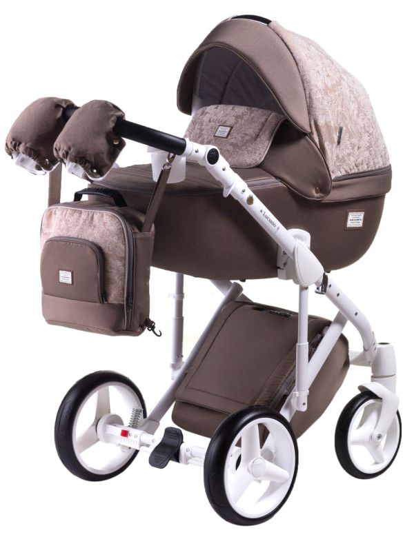 Коляска 2 в 1 Adamex Luciano jeans Q213 капучино (узор)