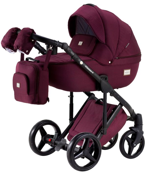 Коляска 2 в 1 Adamex Luciano jeans Y20 бордо лен