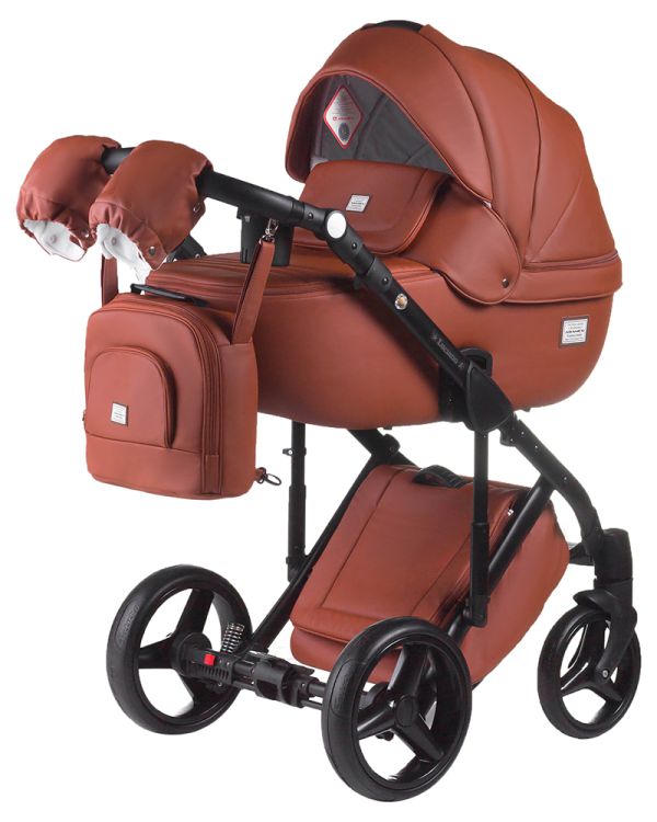 Коляска 2 в 1 Adamex Luciano кожа 100% Q104 коричневый