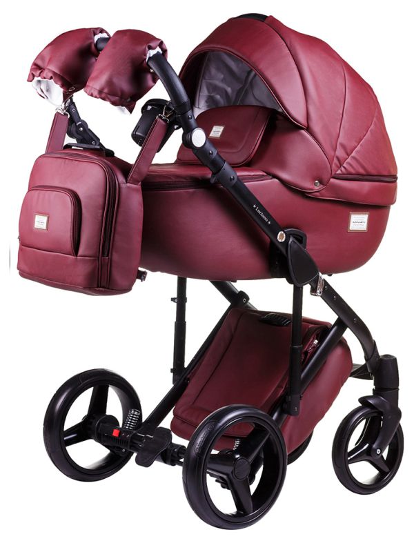 Коляска 2 в 1 Adamex Luciano кожа 100% Q105 бордо