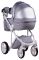 Коляска 2 в 1 Adamex Luciano кожа 100% Q257 серый - серебро
