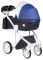 Коляска 2 в 1 Adamex Luciano кожа 100% Q263 темно-синий - синий - белый