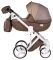 Коляска 2 в 1 Adamex Luciano кожа 100% Q264 коричневый - темный капучино - темно-бежевый