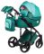 Коляска 2 в 1 Adamex Luciano кожа 100% Q270 изумрудный - темно-бирюзовый - светло-бирюзовый