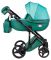 Коляска 2 в 1 Adamex Luciano кожа 100% Q270 изумрудный - темно-бирюзовый - светло-бирюзовый